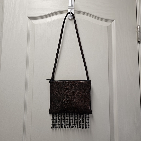 Leatherock Brown Beaded Fringe Clutch - Picture 2 of 9